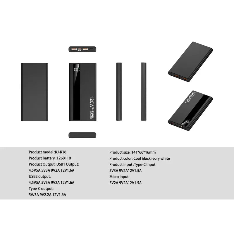 Xiaomi 120W 500000mAh High Capacity Power Bank Super Fast Charging Power Bank Portable Battery Charger For iPhone Huawei Samsung