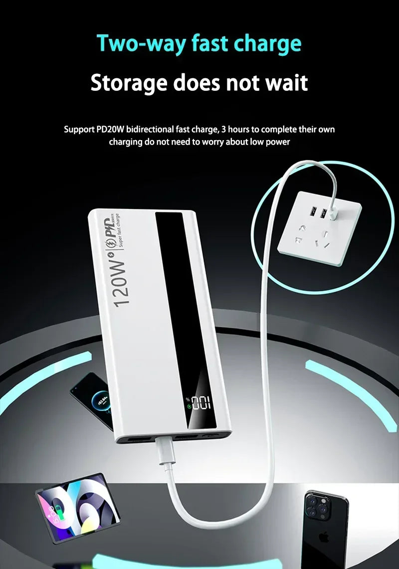 Xiaomi 120W 500000mAh High Capacity Power Bank Super Fast Charging Power Bank Portable Battery Charger For iPhone Huawei Samsung