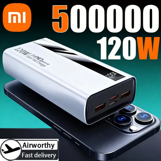 Xiaomi 120W 500000mAh High Capacity Power Bank Super Fast Charging Power Bank Portable Battery Charger For iPhone Huawei Samsung