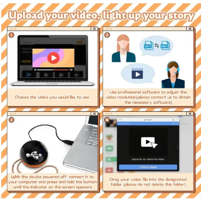 Customizable video glass ball lamp - spherical pixel display