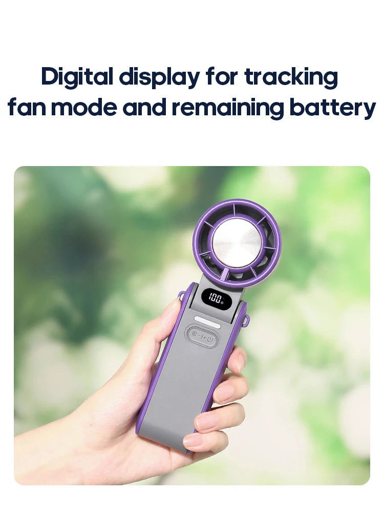 KINSCOTER Outdoor Foldable Portable Handheld Fan Mini Cooling Rechargeable 3600mAh 100-level Free Control High Speed Turbo Fan