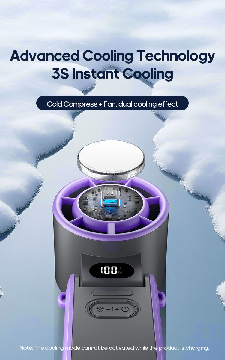 KINSCOTER Outdoor Foldable Portable Handheld Fan Mini Cooling Rechargeable 3600mAh 100-level Free Control High Speed Turbo Fan