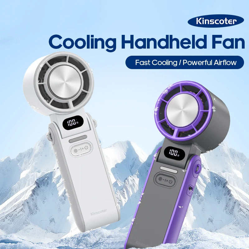 KINSCOTER Outdoor Foldable Portable Handheld Fan Mini Cooling Rechargeable 3600mAh 100-level Free Control High Speed Turbo Fan