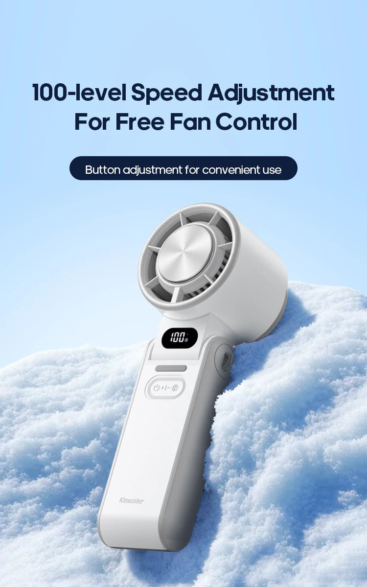 KINSCOTER Outdoor Foldable Portable Handheld Fan Mini Cooling Rechargeable 3600mAh 100-level Free Control High Speed Turbo Fan